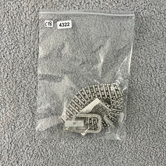 Zara Womens Sz 32 Silver Rhinestone Belt 1.5" Wide Glam Night Out NWT - Picture 7 of 8